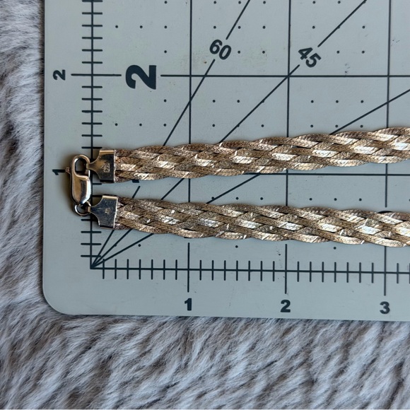 ISC ITALY 925 |Vintage| Sterling Silver Lightweight Braided Herringbone Necklace - Picture 7 of 14